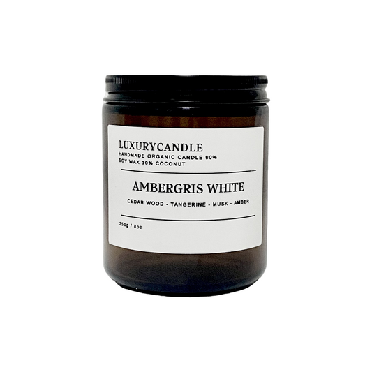 Ambergris White Candle | Cedar wood - Tangerine - Musk - Amber